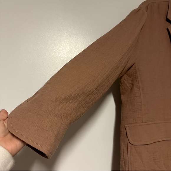 Madewell Larsen Tan Gauze Cotton & Linen Relaxed Blazer Size Medium - Picture 7 of 8